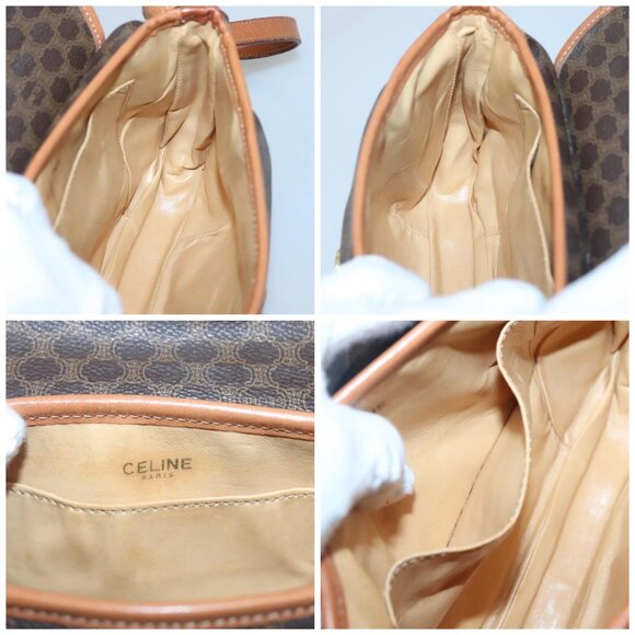 CELINE Macadam Canvas Shoulder Bag PVC Leather Brown Gold Auth - Picture 15 of 16